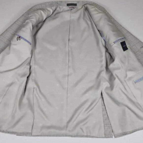 Tommy Hilfiger Mens Blazer 42R Gray Plaid Modern Sport Coat Suit Jacket Stretch - Picture 6 of 13